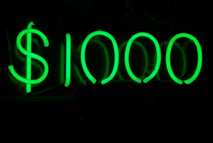 Thousand Dollars $1000 Green Neon Sign